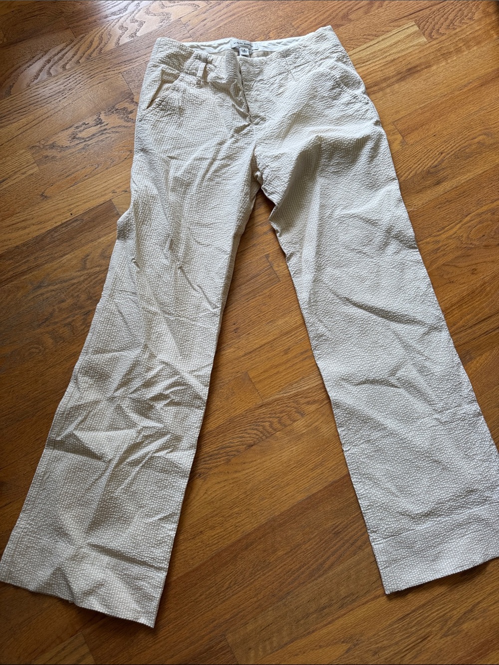 Banana Republic.Light Beige Textured Wide-Leg Pants